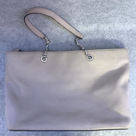 Michael Kors Large Leather Zip Mercer Tote Bag, Silver Hardware, Laptop Sleeve - Picture 11 of 16